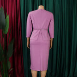 Church Dresses for Women Elegant Bodycon Dress Peplum 3/4 Sleeves Irregular Collar