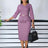 Church Dresses for Women Elegant Bodycon Dress Peplum 3/4 Sleeves Irregular Collar Purple / S