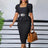 Church Dresses for Women Modest Elegant Square Collar Peplum Short Sleeves Black / S