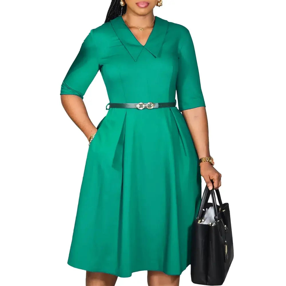 Classy Women Church Dresses Elegant A Line with Waist Belt Modest