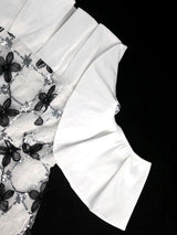 AOMEIDRESS Elegant Off Shoulder Dress Ruffle Neck Mesh Sequin Overlay