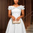 AOMEIDRESS Off Shoulder A Line Dress Puff Sleeve 3D Ruffles for Party White / S