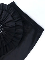 AOMEI Women Black Skirt with Big Flower Sequins