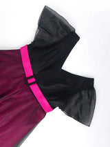 AOMEIDRESS Elegant Colorblock A Line Party Dress V Neck Waist Belt