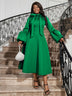 AOMEIDRESS Women Bowtie Collar Long Sleeve Cocktail Dresses A Line Maxi