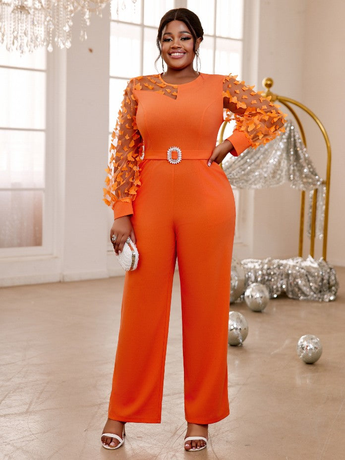 o neck long sleeve jumpsuit for women