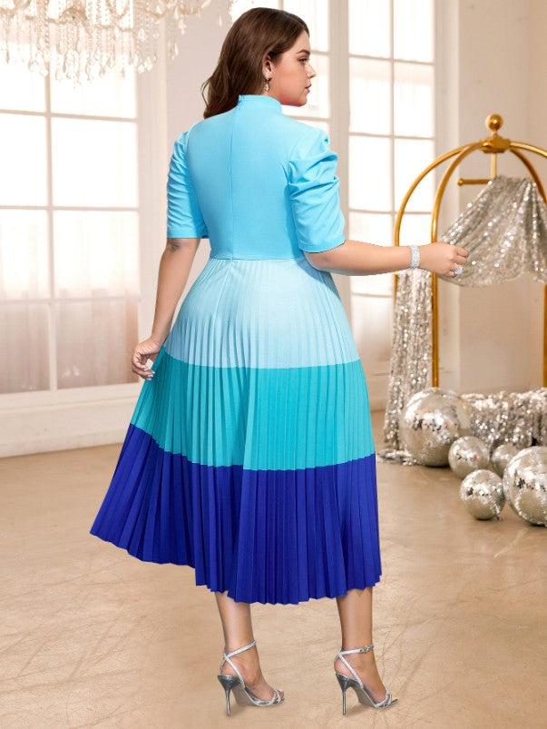 high waist a line pleated dress