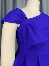 AOMEI Asymmetrical Bow Peplum Waist Maxi Dress