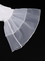 AOMEIDRESS Elegant White Tops Half High Neck with Long Flare Sleeve