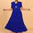 AOMEIDRESS Spring Wedding Guest Dress Short Sleeve Blue Style
