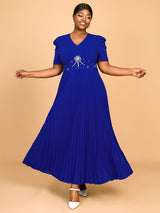 AOMEIDRESS Spring Wedding Guest Dress Short Sleeve Blue Style
