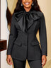 AOMEIDRESS Office Lady Long Sleeves Blazers Bow Tie Neck Slim Stylish
