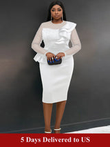 Plus size long sleeve fitted dress
