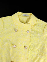 AOMEIDRESS Elegant Yellow Jacquard Blazer Dress Long Sleeve Gowns