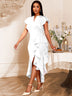 AOMEIDRESS Luxury Wedding Guest Dresses 2025 Party Gowns Ruffles Slit White / S