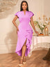 AOMEIDRESS Luxury Wedding Guest Dresses 2025 Party Gowns Ruffles Slit Lavender / S