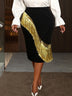 AOMEIDRESS Chic Pencil Skirt Irregular Gold Tassel for Party Office