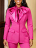 AOMEIDRESS Office Lady Long Sleeves Blazers Bow Tie Neck Slim Stylish