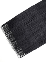 AOMEIDRESS Chic Black Fringe Dress Sheer Neckline Package Hip Gowns