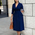 Elegant A Line Blazer Dress Notched Lapel Three Quarter Sleeves with Belted