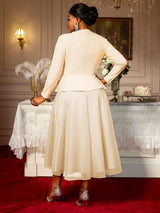 Elegant A Line Dress Peplum 3D Flower Patchwork Mesh Party Outfit