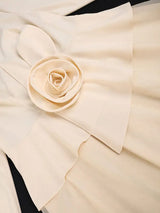 Elegant A Line Dress Peplum 3D Flower Patchwork Mesh Party Outfit