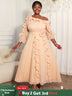 Elegant A Line Off-shoulder Chiffon Pleated Dress Ruffles 3D Flowers AP / L