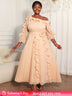 Elegant A Line Off-shoulder Chiffon Pleated Dress Ruffles 3D Flowers AP / L