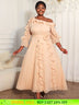 Elegant A Line Off-shoulder Chiffon Pleated Dress Ruffles 3D Flowers AP / L