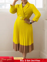 Elegant A line Pleated Blazer Dresses for Women High Waisted Party Suit