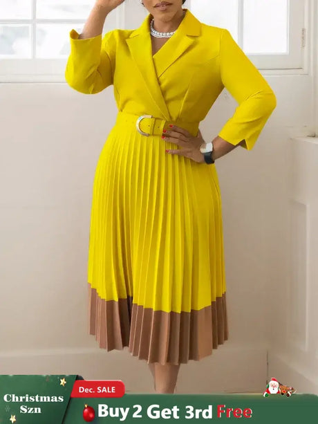 Elegant A line Pleated Blazer Dresses for Women High Waisted Party Suit