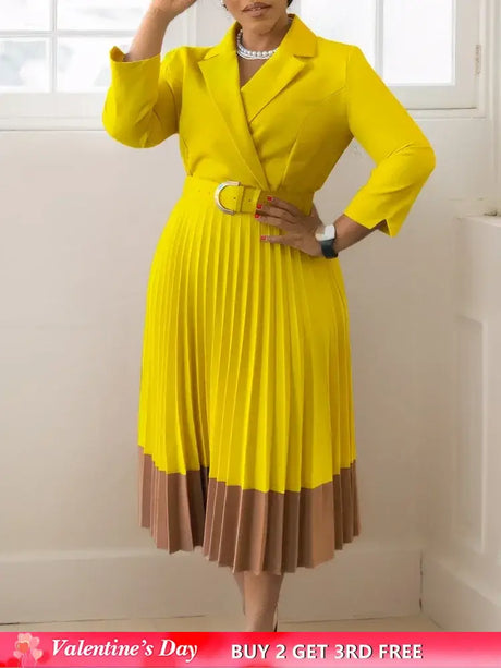 Elegant A line Pleated Blazer Dresses for Women High Waisted Party Suit