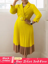 Elegant A line Pleated Blazer Dresses for Women High Waisted Party Suit