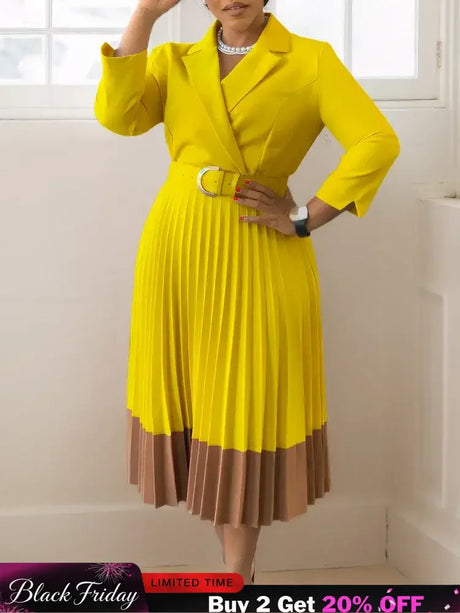 Elegant A line Pleated Blazer Dresses for Women High Waisted Party Suit
