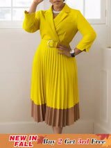 Elegant A line Pleated Blazer Dresses for Women High Waisted Party Suit