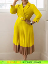 Elegant A line Pleated Blazer Dresses for Women High Waisted Party Suit