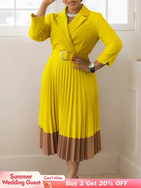 Elegant A line Pleated Blazer Dresses for Women High Waisted Party Suit