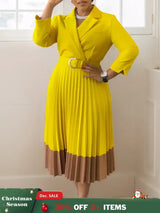 Elegant A line Pleated Blazer Dresses for Women High Waisted Party Suit