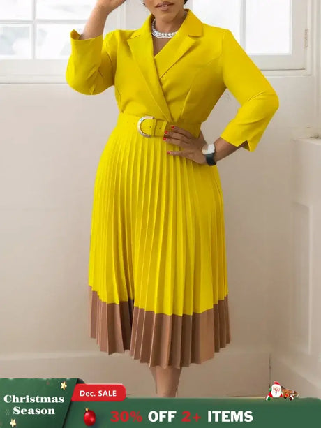 Elegant A line Pleated Blazer Dresses for Women High Waisted Party Suit