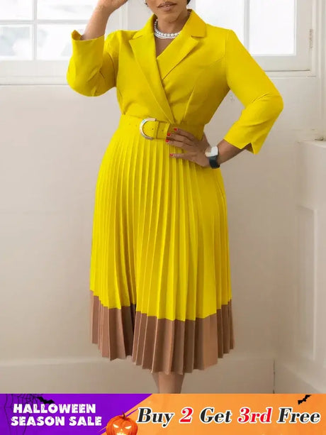 Elegant A line Pleated Blazer Dresses for Women High Waisted Party Suit