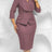Elegant African Women Church Dresses Lapel Collar Three Quarter Sleeve - Brown / S