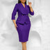 Elegant African Women Church Dresses Lapel Collar Three Quarter Sleeve