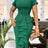 Elegant Church Dresses for Women Bodycon V Neck Ruffles Short Sleeves Green / S