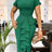 Elegant Church Dresses for Women Bodycon V Neck Ruffles Short Sleeves Green / S