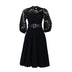 Elegant Church Dresses for Women Lace Hollow Out Patchwork Pleated Female Gowns Black / S