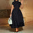 Elegant Church Dresses for Women Pleated A Line Short Sleeves Irregular Black / S