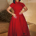 Elegant Church Dresses for Women Pleated A Line Short Sleeves Irregular Red / S
