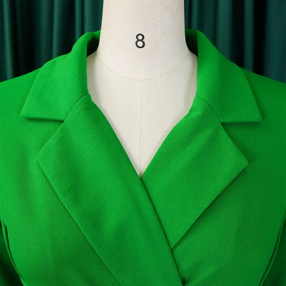 Elegant Dress For Women Notched Collar Three Quarter Sleeve Pleated