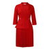 Elegant Dress For Women Notched Collar Three Quarter Sleeve Pleated Red / S