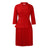 Elegant Dress For Women Notched Collar Three Quarter Sleeve Pleated Red / S